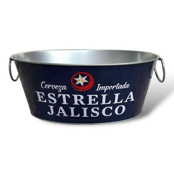 Estrella Jalisco Navy Blue Metal Beer Ice Bucket Cooler‎ Chiller - Picture 1 of 13